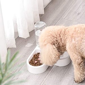 Dog Cat Double Bowls, Pet Food and Water Feeder Bowls with Automatic Water Bottle No-Spill Resin Station for Cat Small Dog Puppy Kitten Rabbit