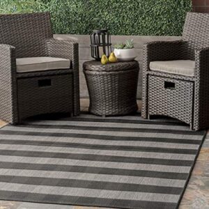nuloom haylie chevron striped indoor/outdoor area rug, 8' square, black
