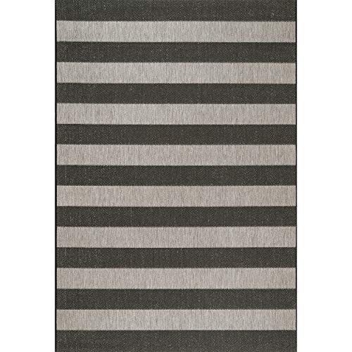 nuLOOM Haylie Chevron Striped Indoor/Outdoor Area Rug, 8' Square, Black