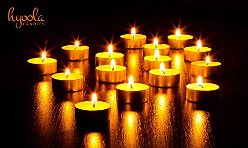 HYOOLA Beeswax Tealight Candles in Aluminum Cup - 48 Pack - 100% Pure Natural Beeswax Candles