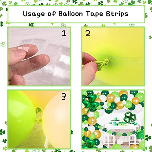 St. Patrick’s Theme Balloon Garland Decorations for Lucky Irish Party, Shamrock Garland Balloon Arch Kit Green and Gold