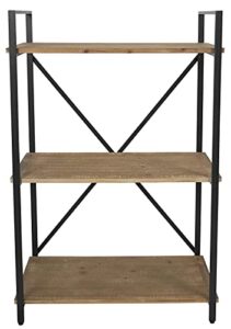 industrial small bookshelf bookcase solid wood 3 tier storage rack shelf for small space, kitchen, bathroom, living room, office, 24.5" l x 13" w x 37" h