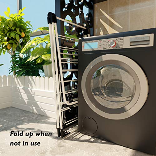 LDAILY Clothes Drying Rack, Laundry Clothes Storage, Portable Folding Dryer, Heavy Duty Clothes Hanger, Lightweight and Stable Clothes Dryer for Indoor and Outdoor Use