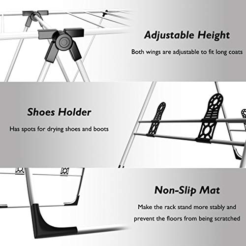 LDAILY Clothes Drying Rack, Laundry Clothes Storage, Portable Folding Dryer, Heavy Duty Clothes Hanger, Lightweight and Stable Clothes Dryer for Indoor and Outdoor Use