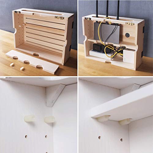 Wall Mounted Solid Wood Network Set-top Box Shelf Bedroom TV Cabinet Wall Shielding Box Wireless Router Storage Rack WiFi Decorative Shelf (Size : Inner Diameter 40cm)