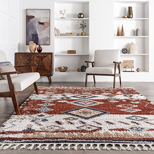 nuLOOM Rosemarie Southwestern Moroccan Shag Accent Rug, 2' x 3', Red