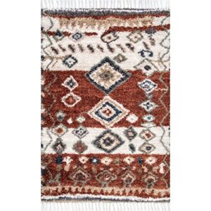 nuLOOM Rosemarie Southwestern Moroccan Shag Accent Rug, 2' x 3', Red