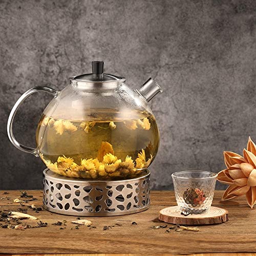 67oz XL Large Glass Teapot with Infuser Stovetop Safe, Tea Pots for Loose Tea Glass, Glass Tea Kettle for Stove Top, Clear Teapot with Strainer for Loose Tea (2000ml, 8 Cups)