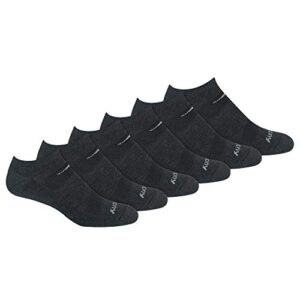 saucony men's multi-pack mesh ventilating comfort fit performance no-show socks, charcoal heather (6 pairs), shoe size 8-12