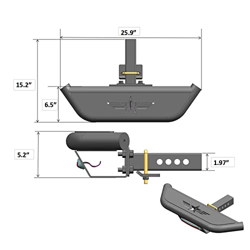 YZONA Universal Bumper Hitch Step Trailer with Brake Light for 2 Inch Receiver Compatible with Pickups Trucks ATVs SUVs Vans, with U-Bolts Stabilize & Pin Lock, Tow Rear Guard Protector bar