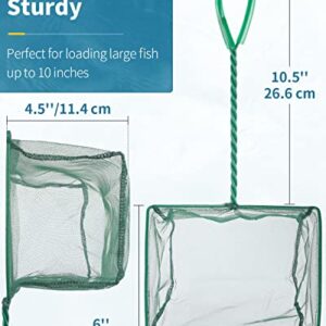 Pawfly 8 Inch Aquarium Fish Net with Braided Metal Handle Square Net with Soft Fine Mesh Sludge Food Residue Wastes Skimming Cleaning Net for Fish Tanks Small Koi Ponds and Pools