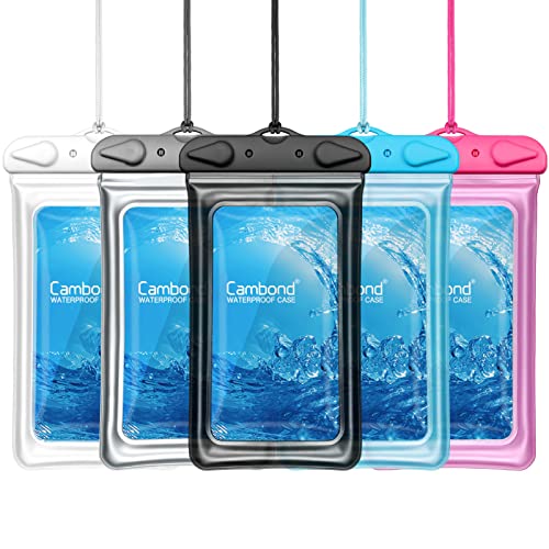 Cambond Waterproof Phone Pouch Compatible with iPhone, Universal Waterproof Phone Case for iPhone 13 12 Pro Max, 11 XS XR X 8, Lanyard Dry Bag for Snorkeling Pool Beach Kayaking Travel, 5 Pack