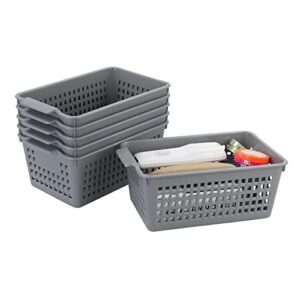 dynkona small office desktop baskets, plastic storage bin set of 6