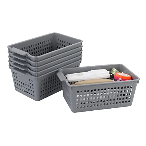 DynkoNA Small Office Desktop Baskets, Plastic Storage Bin Set of 6