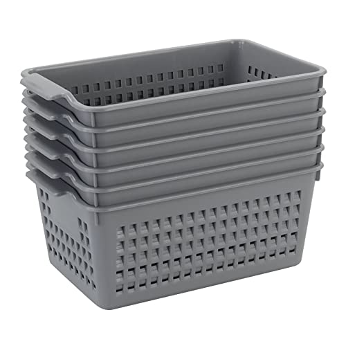 DynkoNA Small Office Desktop Baskets, Plastic Storage Bin Set of 6