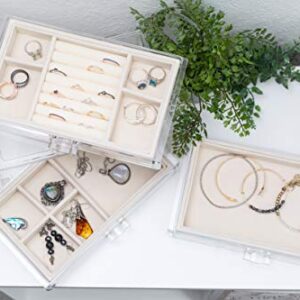 Acrylic Jewelry Organizer Box Women - 3 Drawers Clear Storage Case for Girls - Bracelet, Necklace & Ring Holder with Velvet Lining by Simple Goods