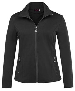 hanna nikole womens plus size long sleeve full zip up jacket for outdoor 18w black