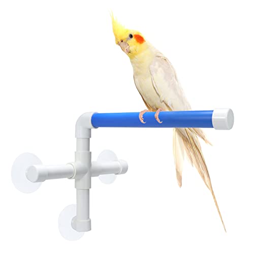 Litewoo Bird Shower Perch with Suction Cup Parrot Window Wall Stand Bath Toys (1 Sticks)