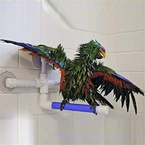 Litewoo Bird Shower Perch with Suction Cup Parrot Window Wall Stand Bath Toys (1 Sticks)