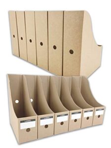 huaprint magazine file holder(12 pack,brown)-folder holder,desk file organizer,document holder box,magazine storage box,with labels