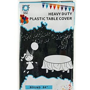 D&Z 12 Pack Black Plastic Tablecloth Table Cloth 84" Round Disposable Table Cover for Party Birthday Wedding Christmas Thanksgiving