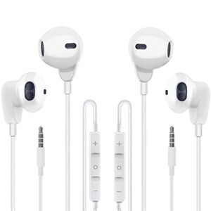 zdago [2pack] 3.5mm headphones,aux earphones,headphones with microphone and volume control compatible with phone 6,pad,computer,mp3,mp4