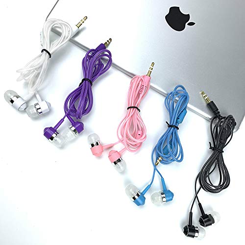 ZXFYE Earbud Headphones Bulk Wired Earphones Mixed Colors 10 Packs for iPhone Smartphone Computer Laptop MP3 School Classroom