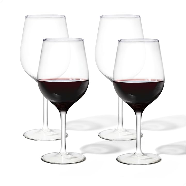 TOSSWARE Reserve 16oz Wine Set of 4, Premium Quality, Tritan Dishwasher Safe & Heat Resistant Unbreakable Plastic Cocktail Glasses, 4 Count (Pack of 1), Stemmed