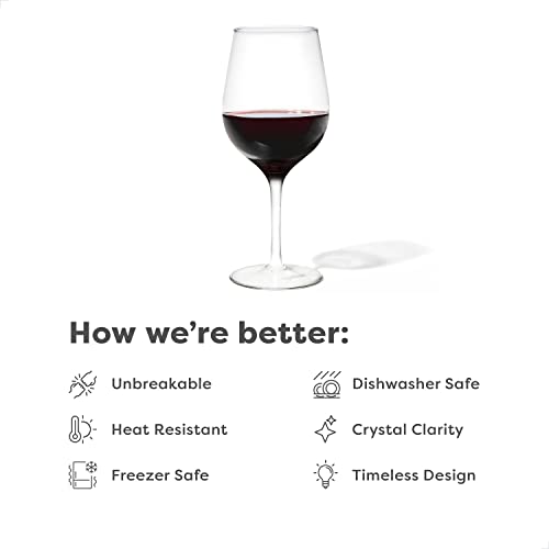 TOSSWARE Reserve 16oz Wine Set of 4, Premium Quality, Tritan Dishwasher Safe & Heat Resistant Unbreakable Plastic Cocktail Glasses, 4 Count (Pack of 1), Stemmed
