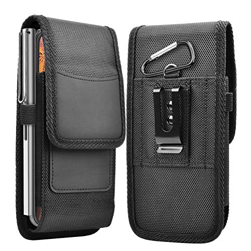 Takfox Phone Holster for Samsung Galaxy S22 Ultra S23 Plus S21 S20 S10 Note 20+,A03S A14 A53 A51 A71 A13 A02S A12 A32,G Power 2023 Nylon Cell Phone Belt Clip Holster Carrying Pouch w Card Holder,Black