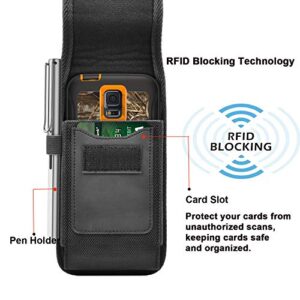 Takfox Phone Holster for Samsung Galaxy S22 Ultra S23 Plus S21 S20 S10 Note 20+,A03S A14 A53 A51 A71 A13 A02S A12 A32,G Power 2023 Nylon Cell Phone Belt Clip Holster Carrying Pouch w Card Holder,Black