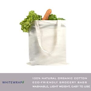 WHITEWRAP Canvas Grocery Bag, Canvas Shopping Bag with Handle Reusable Tote bags(15"x16", 3- Pack)