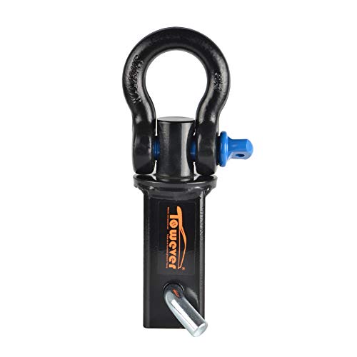 Towever 83710 Shackle Hitch Receiver 2 Inch(360 Degree Rotate D Ring for Towing Strap), Tow Hitch Accessories for Vehicle, Off-Road Recovery