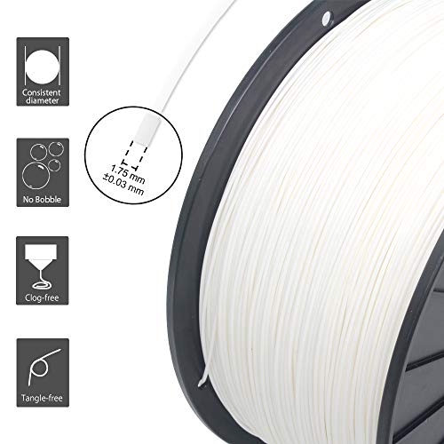 RepRapper White PLA Filament for 3D Printer & 3D Pen 1.75mm (+- 0.03mm) 6.6lb (3kg)