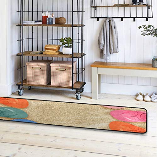 Kitchen Runner Rugs Non-Slip Doormats A Pair Of Flip Flops On The Beach Large Bath Mat Carpet Area Rugs for Living Room Bedroom Rug 72" X 24"