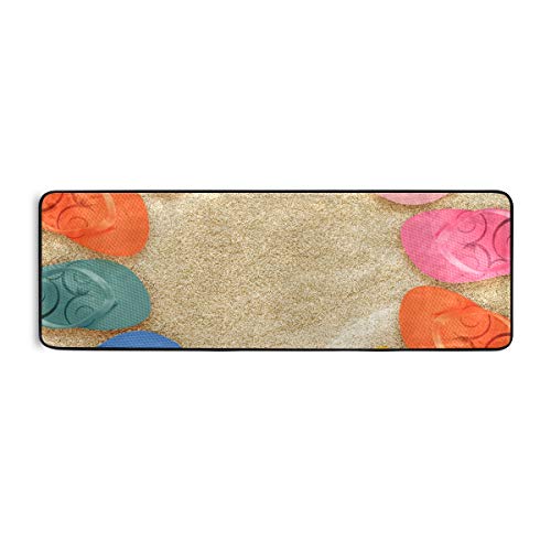 Kitchen Runner Rugs Non-Slip Doormats A Pair Of Flip Flops On The Beach Large Bath Mat Carpet Area Rugs for Living Room Bedroom Rug 72" X 24"