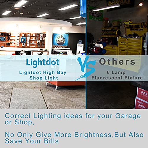 Lightdot LED High Bay Shop Light, 2FT (Large Area Illumination) 150W 21500LM [Eqv.600W MH/HPS] 5000K Linear Hanging Light for Warehouse, Energy Saving Upto 5600KW/5Yrs(5Hrs/Day)-ETL Listed