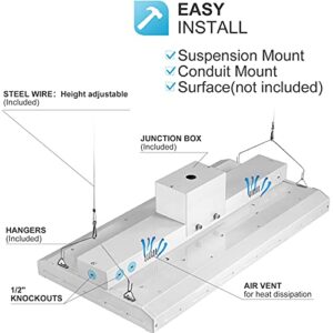 Lightdot LED High Bay Shop Light, 2FT (Large Area Illumination) 150W 21500LM [Eqv.600W MH/HPS] 5000K Linear Hanging Light for Warehouse, Energy Saving Upto 5600KW/5Yrs(5Hrs/Day)-ETL Listed