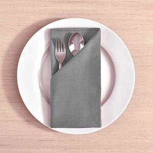 WHITEWRAP Cloth Napkins | Cotton Napkins| 18 x 18 inch Dinner Napkins Grey 12-Pack | Reusable Napkins| Highly Absorbent