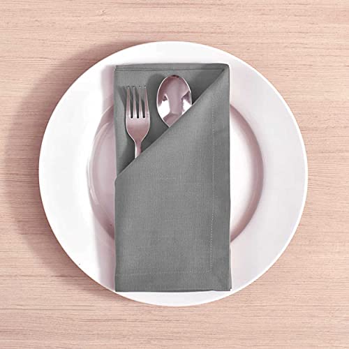 WHITEWRAP Cloth Napkins | Cotton Napkins| 18 x 18 inch Dinner Napkins Grey 12-Pack | Reusable Napkins| Highly Absorbent