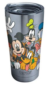 tervis disney mickey group triple walled insulated tumbler travel cup keeps drinks cold & hot, 20oz legacy, stainless steel