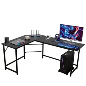 zenstyle 66" modern l-shaped corner computer desk home office laptoptable gaming workstation with cpu stand 66.5'' x 47.3'' x 29.3'' (black)