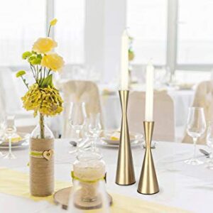 Vixdonos Brass Gold Taper Candlestick Holders Metal Candle Holders Set of 3 Table Decorative Candle Stand for Wedding, Dinning, Party,Home Decor (Gold)