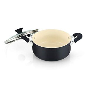 Cook N Home Pots And Pans Set Nonstick, 10 Piece Ceramic Cookware Sets, Kitchen Non Stick Cooking Set With Saucepans, Frying Pans, Dutch Oven Pot With Lids, Black