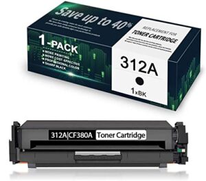 1-pack black 312a | cf380a compatible remanufactured toner cartridge replacement for hp color laserjet pro mfp m476dw m476dn m476nw printer, toner cartridge.