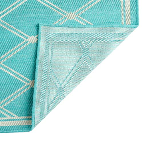 Christopher Knight Home Johnston Outdoor Area Rug, Teal, Ivory