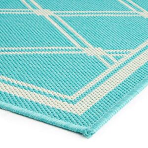 Christopher Knight Home Johnston Outdoor Area Rug, Teal, Ivory