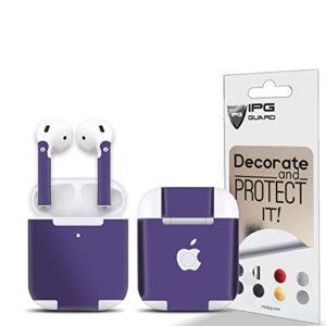 ipg for airpods 1-2 stickers wraps adhesive decal skin for case and ear pieces protective and decorative set (lavender)
