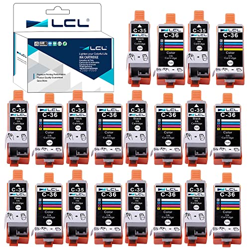 LCL Compatible Ink Cartridge Replacement for Canon PGI-35 PGI35 CLI-36 CLI36 1509B002 1511B002 PIXMA IP100B PIXMA IP100 PIXMA IP110 PIXMA mini260 PIXMA TR150 mini320 (20-Pack 10Color 10Black)