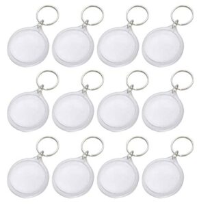 25pcs 1.42inch transparent round photo frame key chain photo picture logo inserts snap-in keychain pendant acrylic keys ring key holder organizer keys attachments home accessories for women men